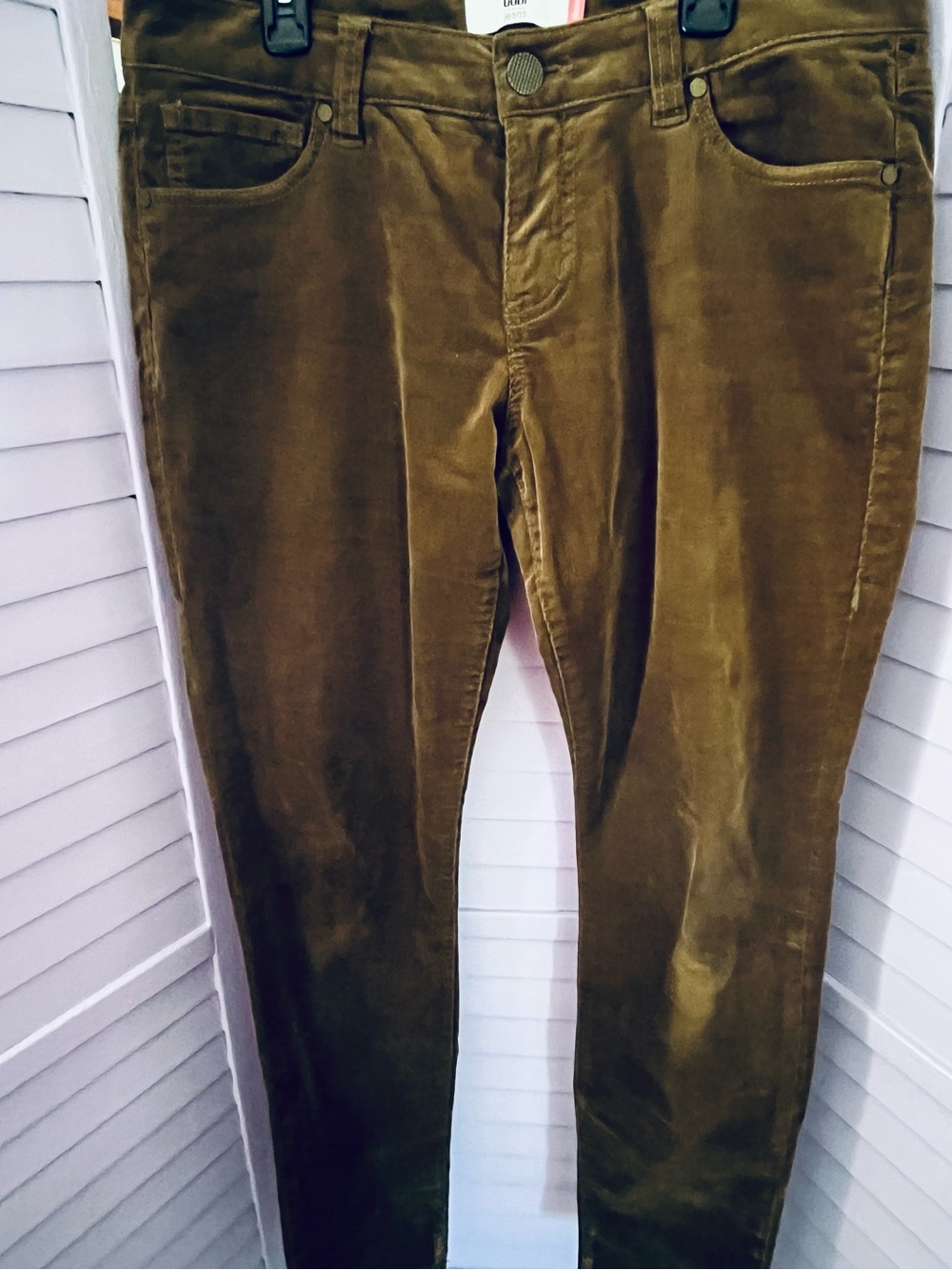 CAbi women’s Olive green skinny Corduroy Pants